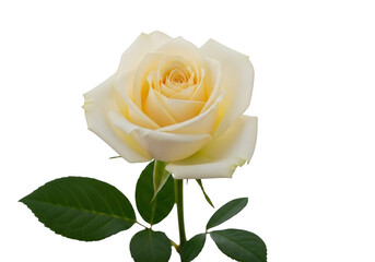 Single creamy rose blossom isolated on transparent background isolated on transparent background