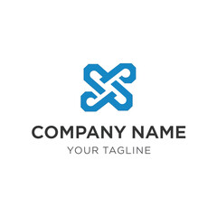 Obraz premium Abstract blue logo design with intertwined shapes.