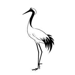 Obraz premium Crane. Crane simple black and white line art vector logo