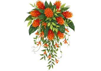 Vibrant floral bouquet isolated on transparent background isolated on transparent background