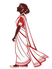 Durga Puja festival vector, Indian girl in saree, Navaratri vector, Indian traditional outfit, Durga Puja silhouette, Bengali festival, Goddess Durga, Indian festival, traditional clothing, ethnic wea