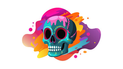 Day of the dead sugar skull vector illustration with colorful background for dia de muertos celebration