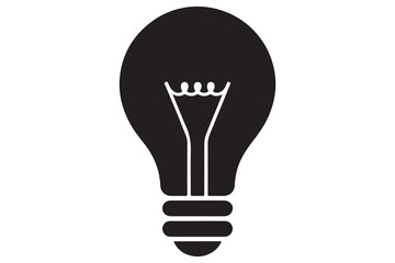 Light bulb silhouette vector isolated on white background for creative design

