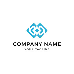 Abstract blue geometric logo design with interconnected squares, suitable for a technology or business company brand identity.
