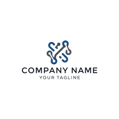 Fototapeta premium Abstract logo design featuring interconnected lines and circular elements, representing a network.