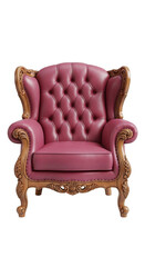Elegant pink armchair isolated on transparent background isolated on transparent background