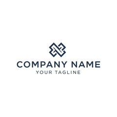 Abstract geometric logo design with intertwined shapes for a company brand identity, featuring 'COMPANY NAME' and 'YOUR TAGLINE' text.
