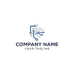 A logo featuring a circuit board design with a company name and tagline, suitable for technology businesses.