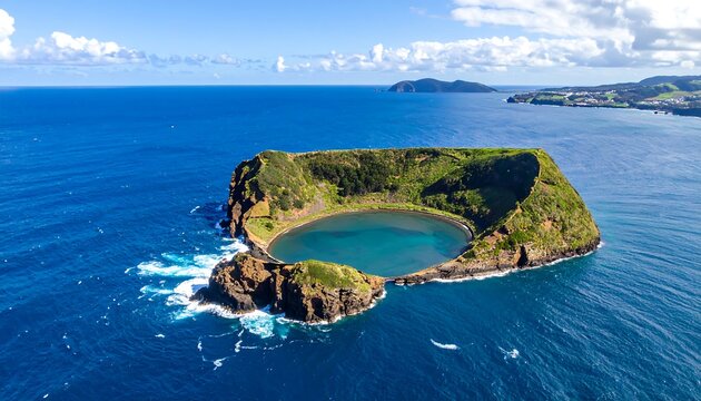 Volcanic island in ocean