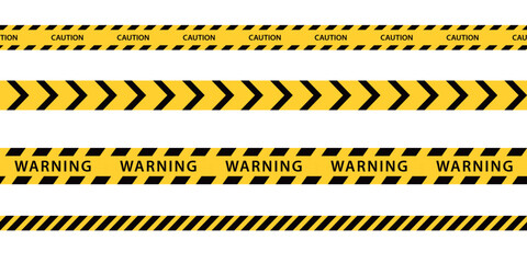 Yellow and Black Warning and Caution Tape Vector Illustration