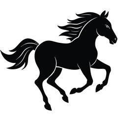 Elegant running horse silhouette, vector graphic