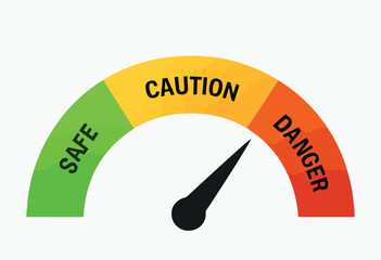 Color-Coded Vector Risk Gauge Design for Infographics, Safety Meter Infographic Vector with Gradient Segments, Modern Gauge Vector Design for Risk and Safety Levels, Infographic Semi-Circle Vector