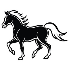 Majestic horse walking in vector art style