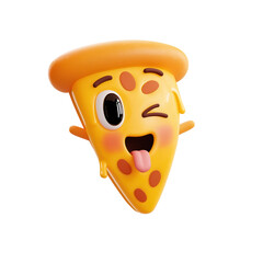 Melty Pizza Slice Mascot Winking 3d