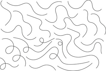 Hand drawn curve line. curved stroke set. Wavy outline elements
