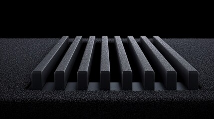 A black metal grate with a textured surface.