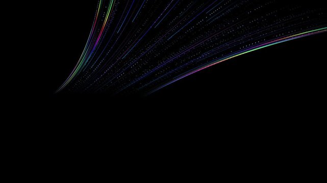 Colorful Digital Light Lines Vortex Effect on Black Background