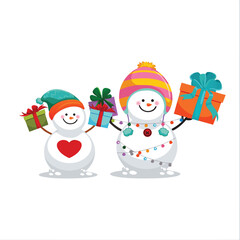 snowman with christmas tree