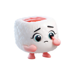 Sad Sushi Roll Mascot 3d Illustration