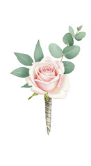 Delicate Pink Rose and Eucalyptus Boutonniere