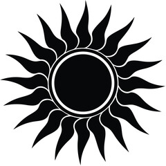 A black and white stylized sunflower illustration