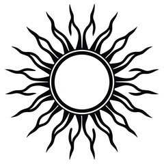 Black sun with wavy rays, a dynamic celestial symbol