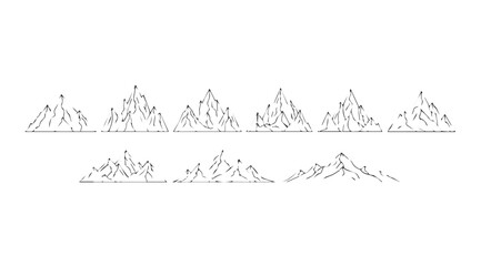 A stark line drawing silhouette of a majestic mountain range under a clear sky silhouette © arif
