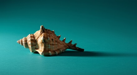 Fototapeta premium Seashell on Teal Background