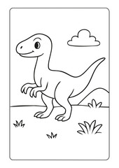 Illustration vectorielle de velociraptor, dinosaure. Page de coloriage pour enfants et livre de coloriage