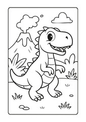Illustration vectorielle de Tyranosaurus Rex (2), T-rex, dinosaure. Page de coloriage pour enfants et livre de coloriage