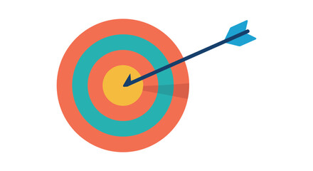 A colorful target with a blue arrow hitting the center bullseye