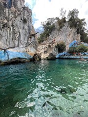 Tetouan, Morocco – September 18 2025: Scenic view of Ain Zarka spring, a popular natural water creating a serene escape for relaxation, adventure, and nature lovers in a hidden paradise. near Tetouan.