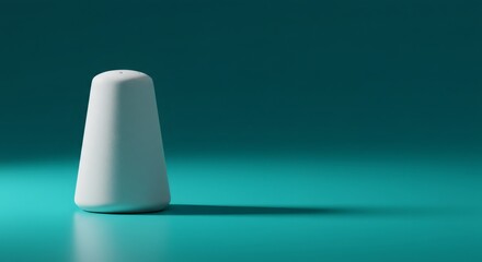 White Conical Object on Teal Background