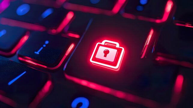 Detailed shot of a 'Secure Connection' icon glowing on a browser tab, online banking safety 