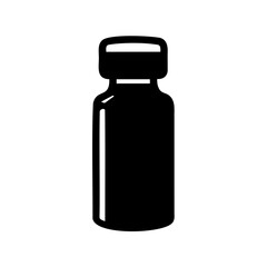 Black simple vector silhouette of a medicine vial with rounded edges