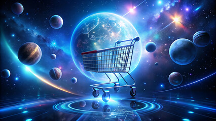 3d Futuristic E Commerce Checkout Interface With Holographic Hovering Design  