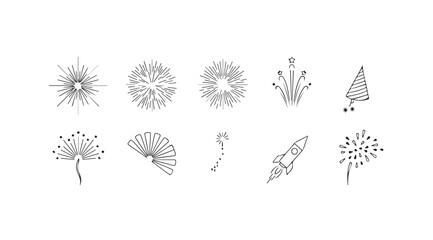 Collection of delicate botanical line art silhouettes of various plants and flowers