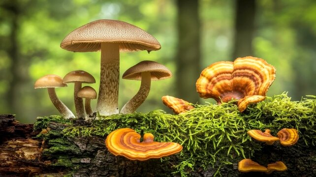 Tree fungus mushroom (Fomitopsis pinicola) in the forest