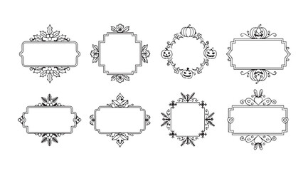 Collection of ornate decorative vintage frames and borders silhouette