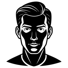 Minimalist Male Profile Portrait Silhouette, Clean Vector Avatar Illustration