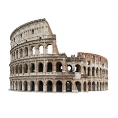 Front view of Colosseum Rome isolated on white background.