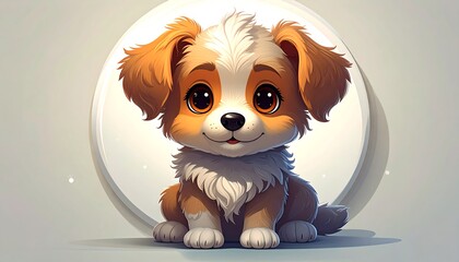 Cute cartoon puppy sitting