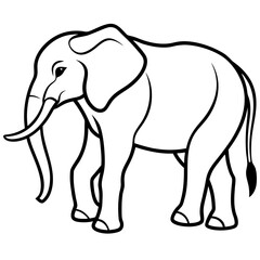 Minimalist Elephant Silhouette Line Drawing