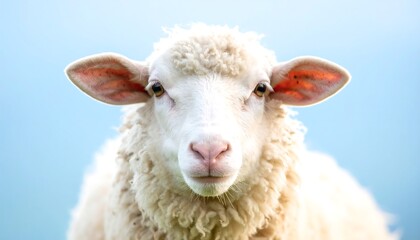 Close-up of a fluffy white sheep