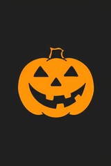 Minimalist halloween poster featuring a single orange jack o  lantern silhouette on black