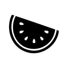 Simple graphic black slice of watermelon with seeds ready for consumption