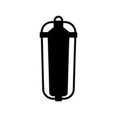 Black silhouette illustration of a water filter cartridge on a white background