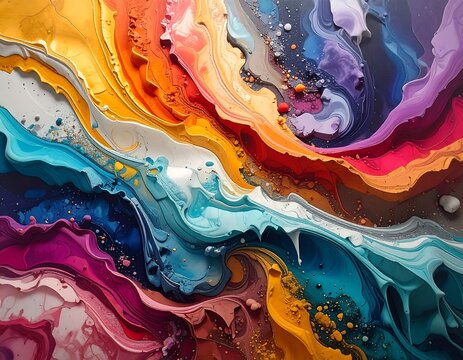Abstract paint swirls in vibrant colors