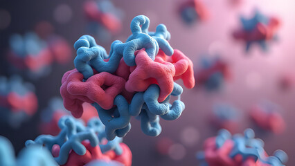 A microscopic image of serotonin receptor proteins, specifically G protein-coupled receptors belonging to the 5-HT7 family. 