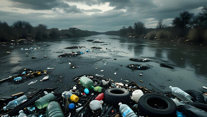 Illustration of a pile of plastic waste that cannot be decomposed and pollutes the environment
